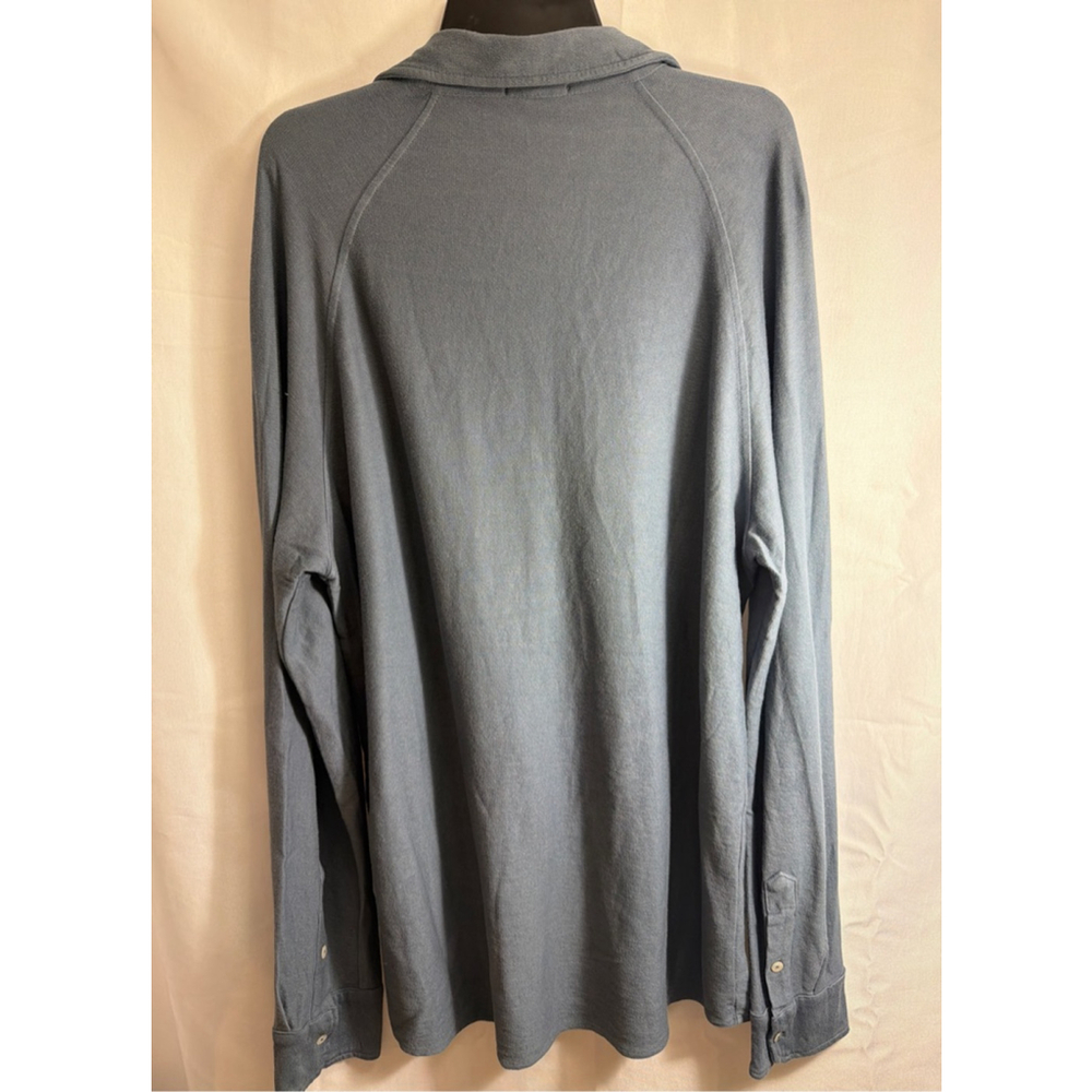 Men's SHON MOTT Blue Casual Button Down Knit Shirt Quiet Luxury Minimalist Med. - Picture 4 of 5